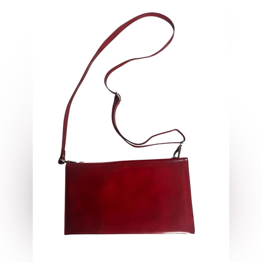 Garnet Hill Leather Made in Italy Red Crossbody with detachable strap. $35 OBO